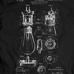 Bombilla Luminaria Electrica Patente Regalo Hombre Camiseta